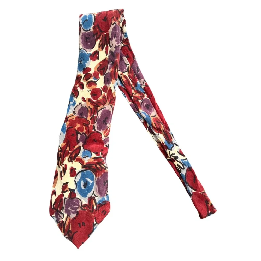 Vintage Geoffrey Beene Mens Silk Tie Floral Hand Made in Italy Designer